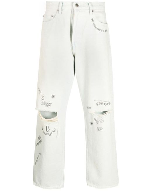 Golden Goose distressed-effect text-print straight-leg jeans