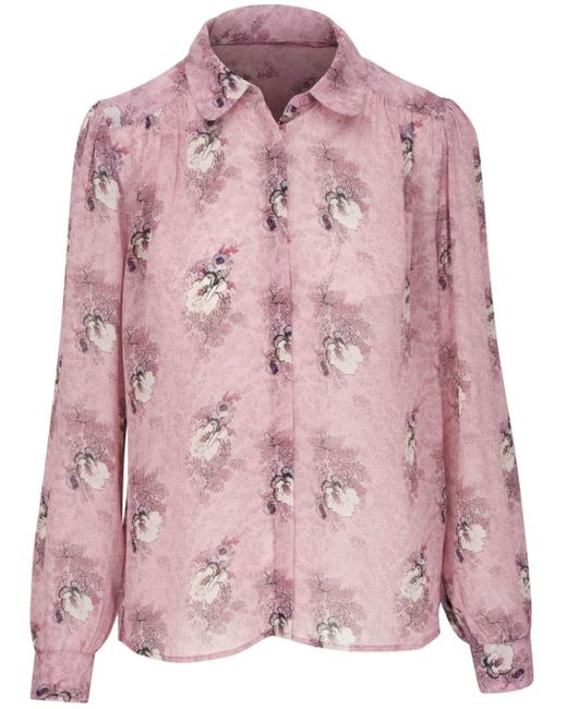 Paige floral-print semi-sheer shirt