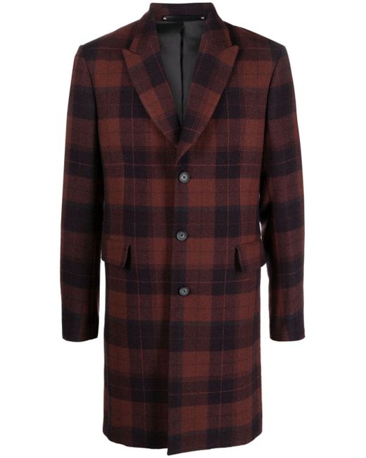 Paul Smith plaid-check single-breasted wool coat