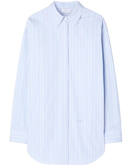 Off-White zip-detail pinstriped poplin shirt