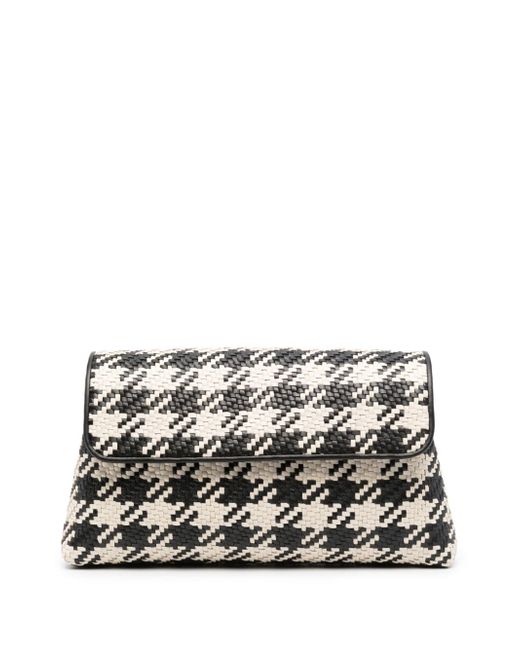 Aspinal of London woven houndstooth clutch