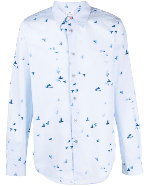 PS Paul Smith bird-print long-sleeve shirt