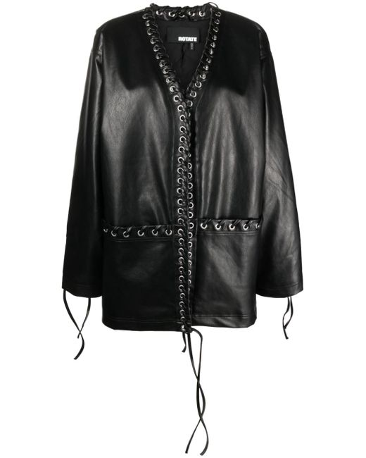 Rotate eyelet-embellished faux-leather coat