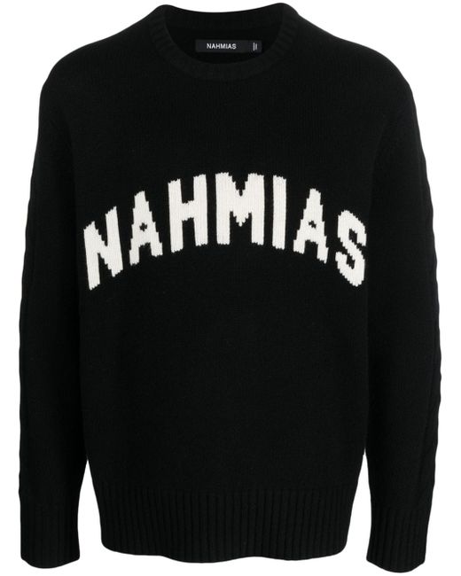 Nahmias intarsia knit logo wool jumper