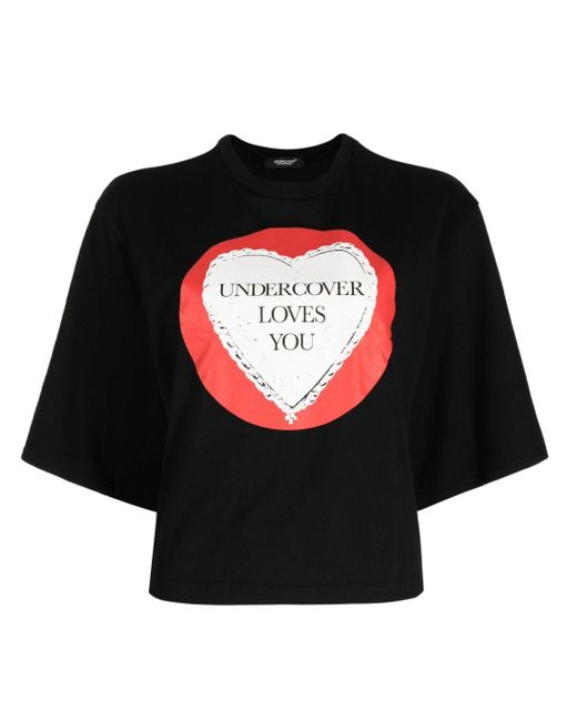 Undercover logo-flocked cropped T-shirt