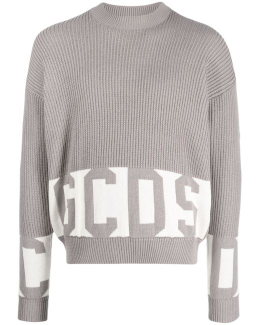Gcds logo intarsia-knit crew-neck jumper