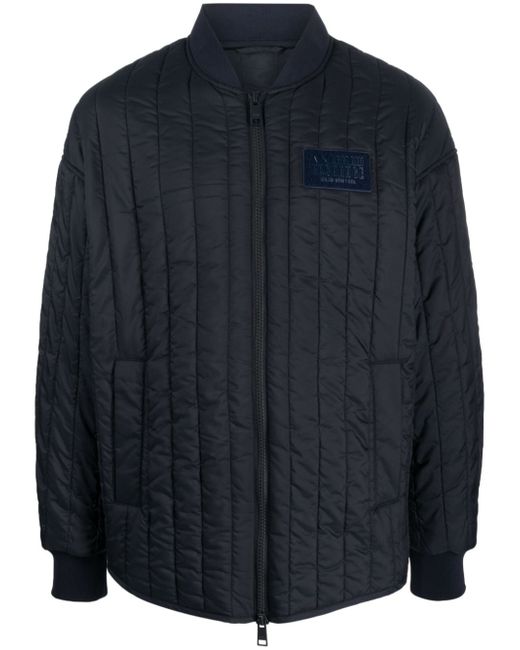 Armani Exchange logo-patch quilted bomber jacket