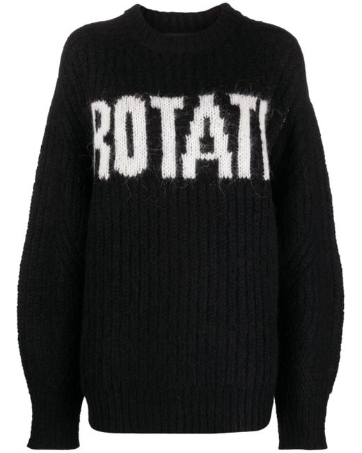 Rotate intarsia-knit logo crew-neck jumper