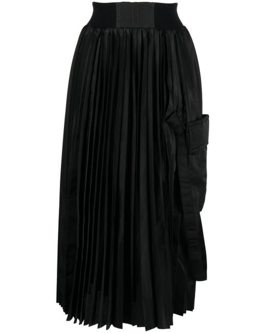 Sacai high-waisted pleated midi skirt