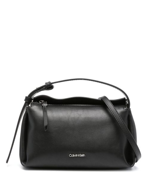 Calvin Klein logo-lettering faux-leather shoulder bag