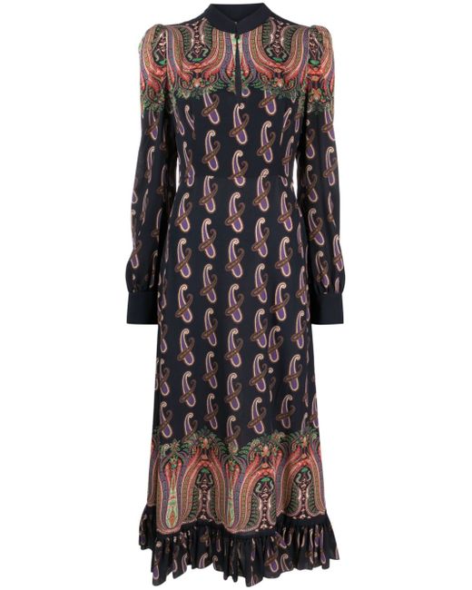 Etro paisley-print ruffled dress