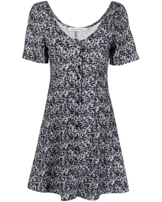 Calvin Klein Jeans abstract-print buttoned-up minidress