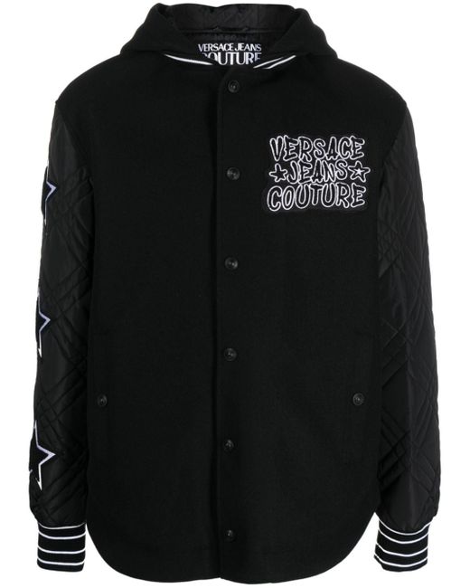 Versace Jeans Couture logo-patch hooded bomber jacket