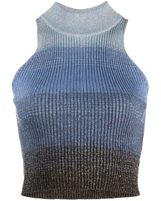 Gcds degradé ribbed-knit cropped top