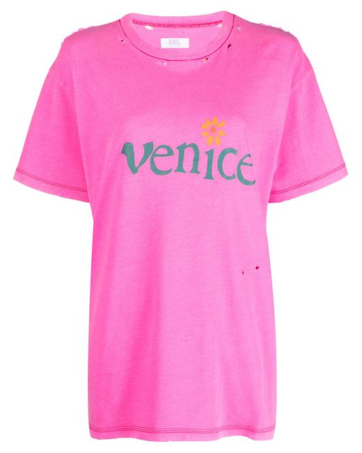 Erl Venice-print distressed T-shirt