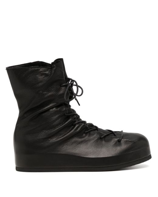 Yohji Yamamoto crinkled-finish leather ankle boots