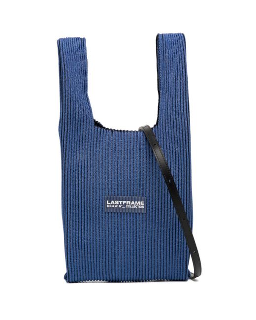 Lastframe ribbed-knit logo-patch shoulder bag