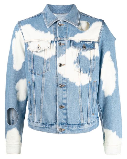 Off-White cut-out bleached denim jacket
