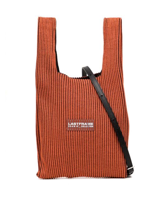 Lastframe ribbed-knit logo-patch shoulder bag