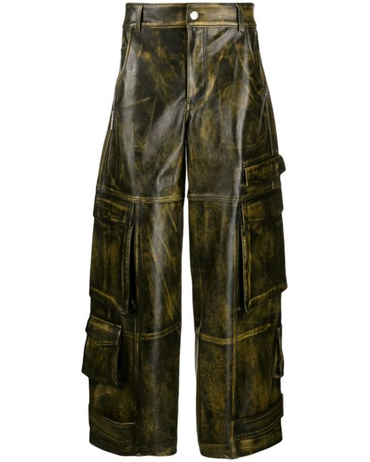 Gcds Rub-Off Ultracargo leather trousers