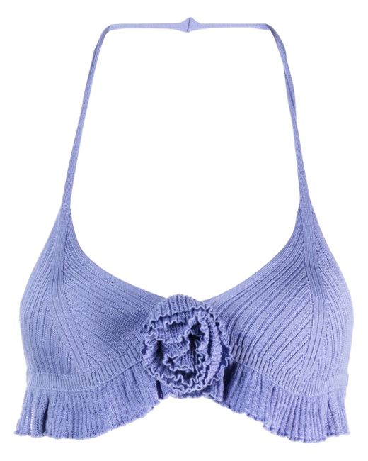 Blumarine floral-appliqué knitted bra