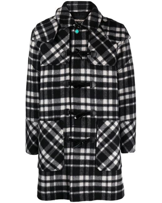 Roberto Cavalli check-patterned duffle coat