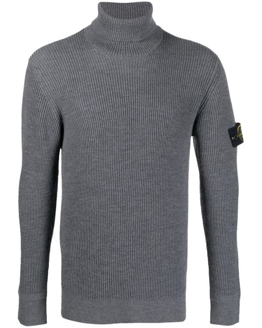 Stone Island Compass-patch ribbed-knit jumper
