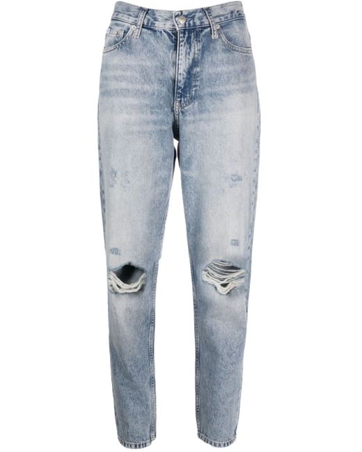 Calvin Klein Jeans ripped-detailing tapered jeans