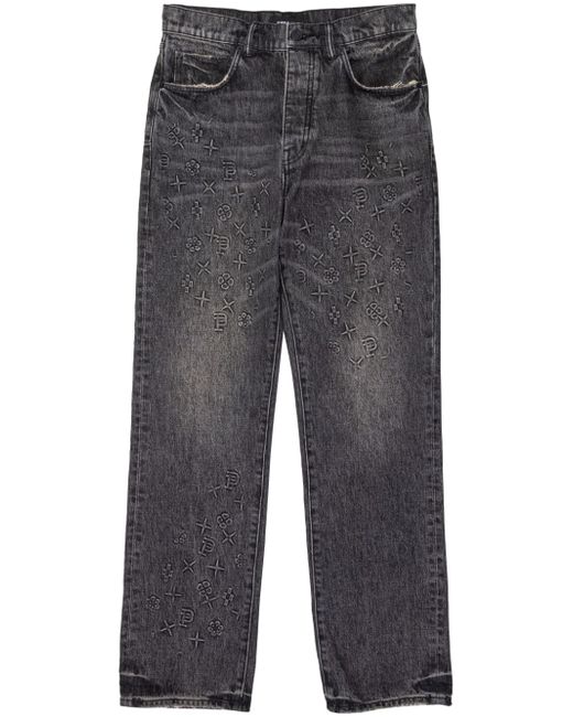 Purple Brand monogram-embossed jeans