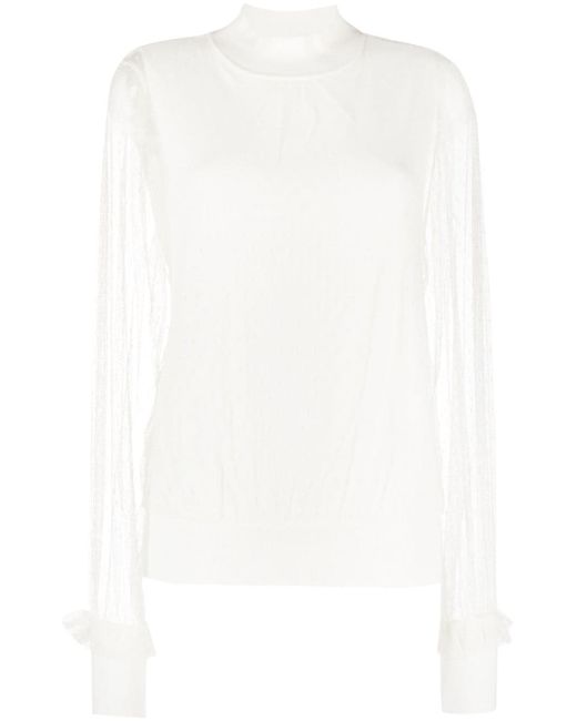 Twin-Set layered-tulle knitted top