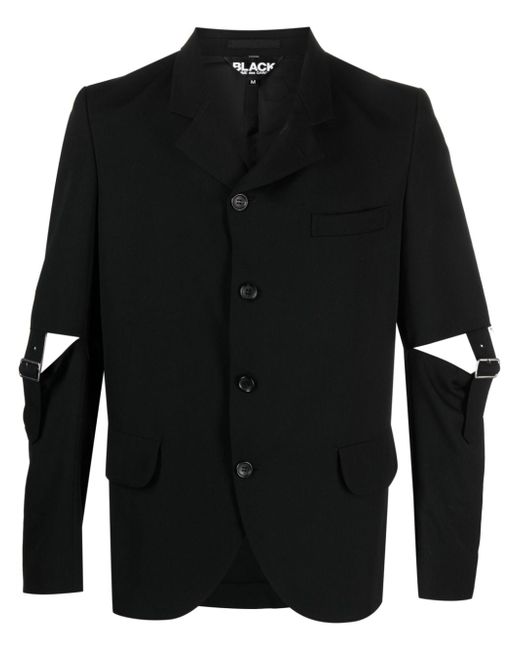Comme Des Garcons Black single-breasted cut-out wool blazer
