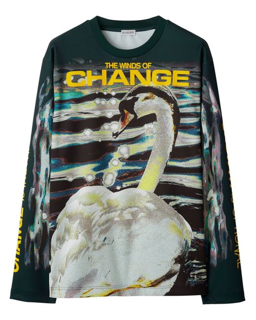 Burberry Swan-print long-sleeved T-shirt