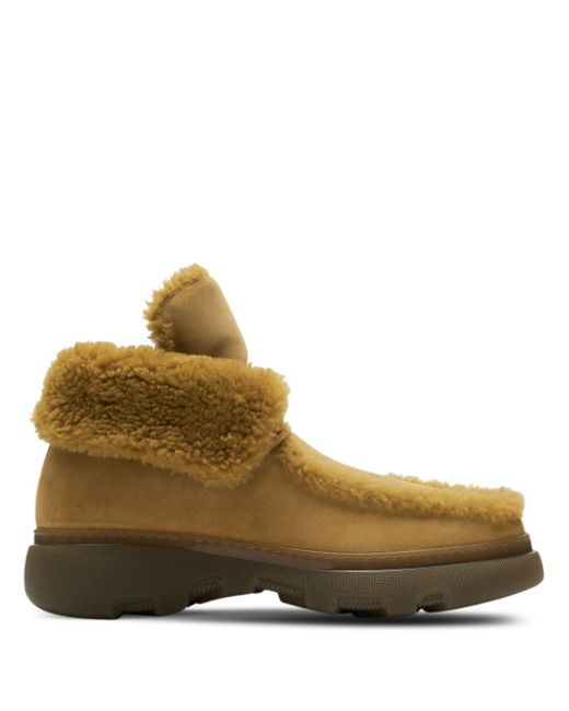 Burberry Creeper shearling-trim suede boots