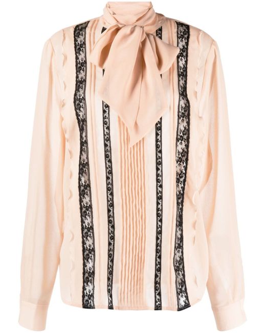 P.A.R.O.S.H. attached-scarf lace blouse