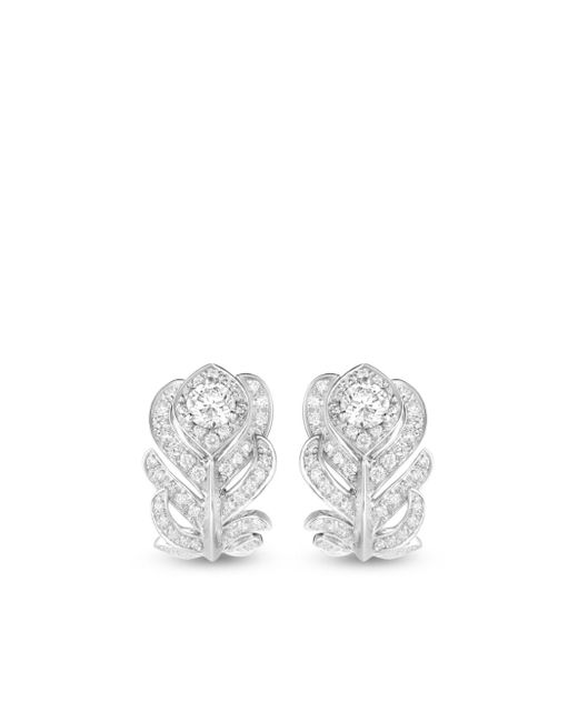 Boucheron 18kt white gold Plume de Paon diamond earrings