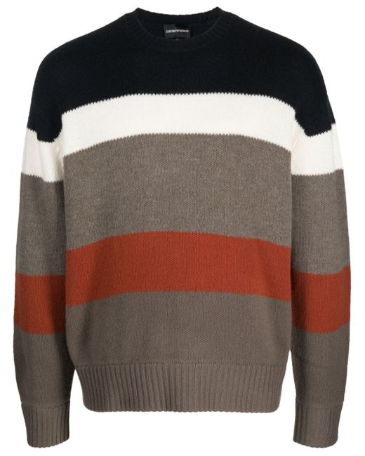 Emporio Armani intarsia-knit striped-pattern jumper