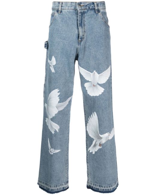 3Paradis bird-print jeans