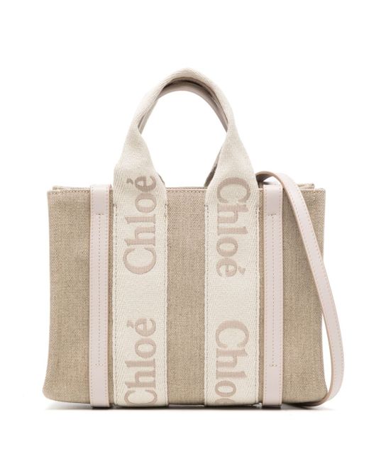 Chloé small Woody canvas tote bag