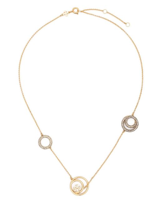 Tory Burch Double T crystal chain necklace