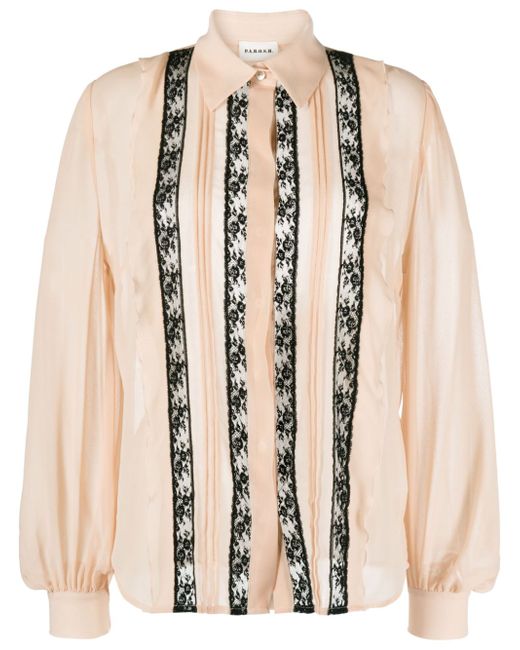 P.A.R.O.S.H. floral-lace long-sleeve shirt