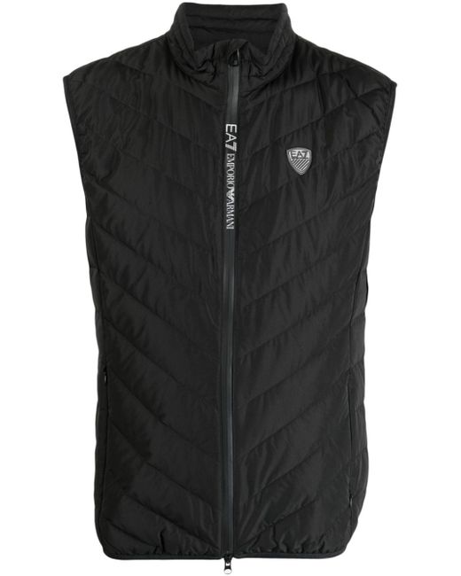 Ea7 logo-patch quilted padded gilet