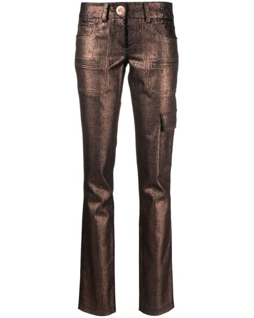 Genny metallic-finish straigh-leg trousers