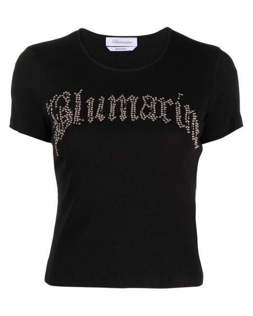 Blumarine logo-embellished ribbed T-shirt