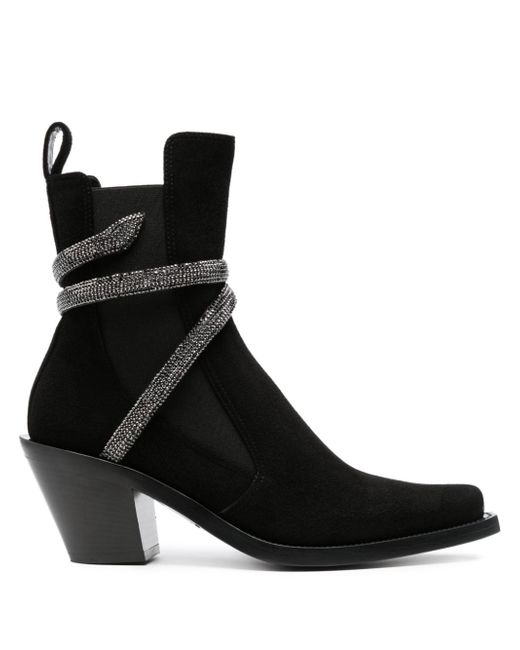 Rene Caovilla 80mm crystal-embellished suede ankle boots