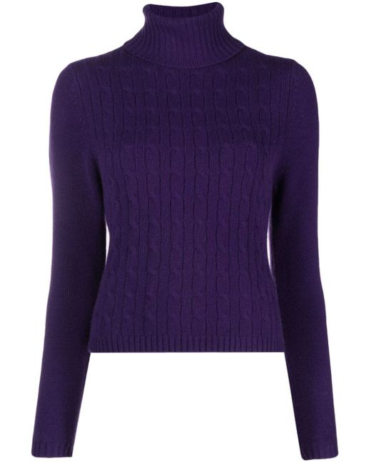 Allude high-neck cable-knit jumper