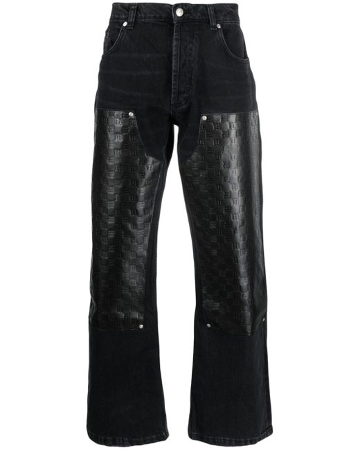 Misbhv monogram-debossed panelled straight-leg jeans