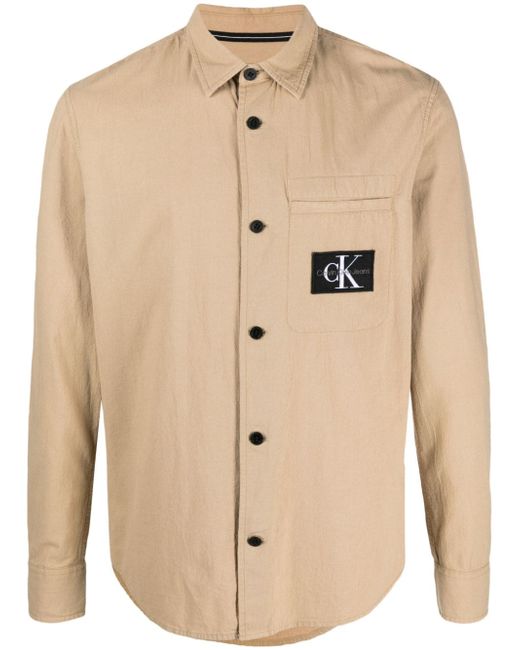 Calvin Klein Jeans logo-patch textured shirt