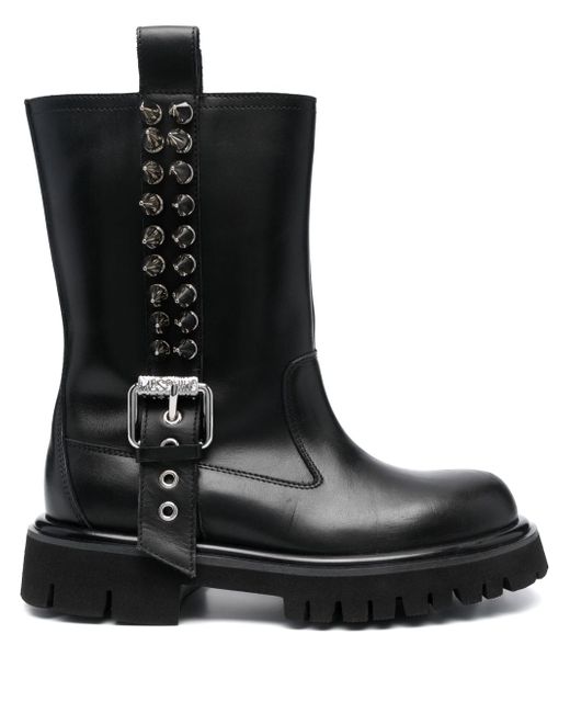 Moschino spike-embellished leather boots