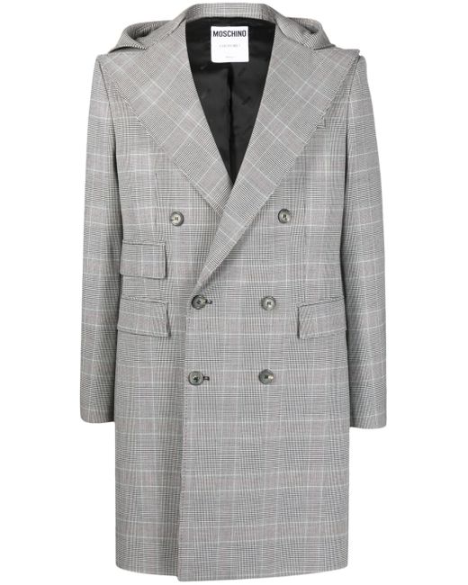 Moschino double-breasted plaid-check coat