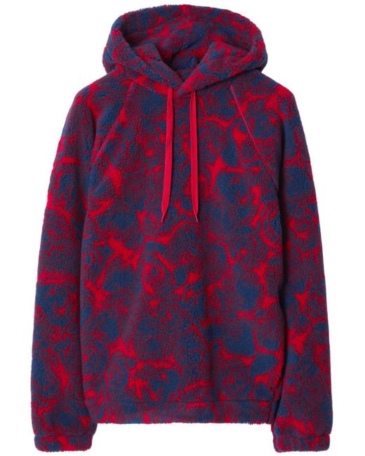 Burberry abstract-pattern print shearling hoodie